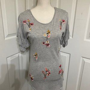 NWT XS Gray Top w/Ruffle Sleeves by Alya